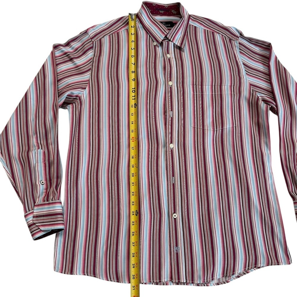 Bugatchi Uomo Men's Multicolored Button Up Long Sleeve Collared Dress Shirt Sz L - Picture 5 of 16